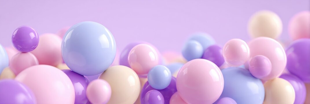 Pastel-colored spheres in a soft, 3D design
