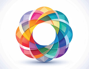 Abstract Colorful Interlocking Circular Design Element
