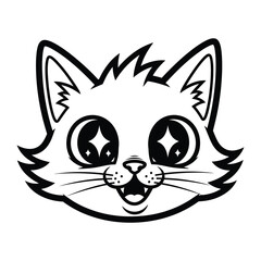Joyful Cat Illustration: An endearing illustration of a happy cat, showcasing playful features, an inviting smile, and sparkling eyes, embodies charm and pure delight.