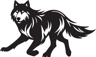 Howling Wolf Vector Silhouette - Wild Animal Logo Illustration
