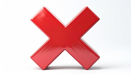 Obraz premium Glossy Red X Symbol on White Background
