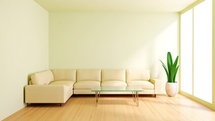 Modern living room with sectional sofa and large window