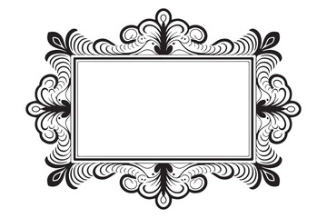 Ornate Border Frame Silhouette Vector, Decorative Vintage Design for Certificates, Invitations, or Photos
