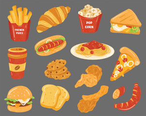 set of fast food vector illustration