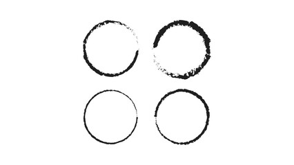 Grunge Circle Outlines with Ink Paint Pen Stroke Texture - Isolated Vector EPS AI Editable Colors