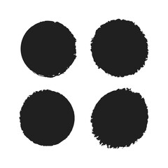 Set of Rough Grunge Circle Round Stamps with Distressed Edges - Isolated On White Background JPG