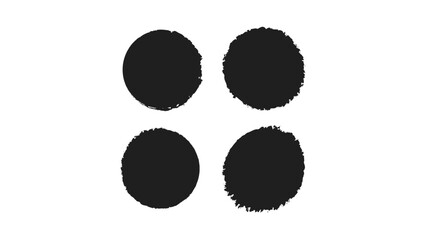 Grunge Ink Circle Round Set with Textured Borders - Isolated Vector EPS AI Editable Colors