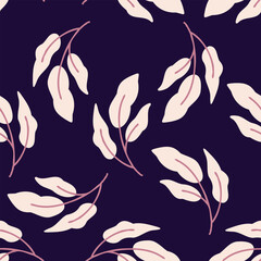 Elegant seamless leaf repeat on dark background