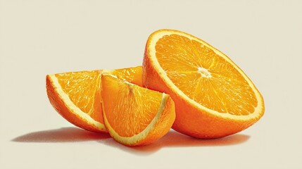 Close-up of sliced oranges on a light beige background