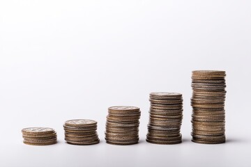 Stacked coins in ascending order, showing growth
