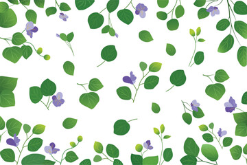 Floral Vine Pattern s and purple flowers scatters across a white background creating a fresh and natural design
