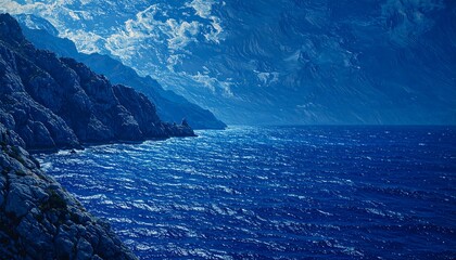 Dramatic mountain lake scene