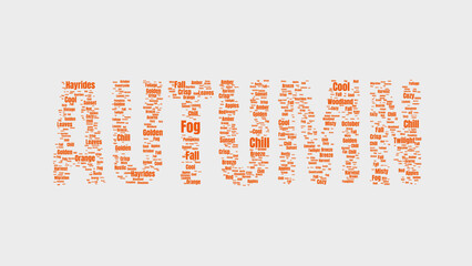 Creative Word Cloud of Autumn Concept with Fall Season Words