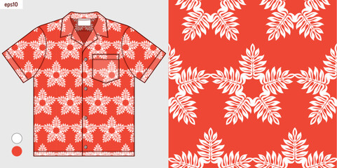 Seamless Hawaii floral pattern with hand drawn line art, summer fashion, fabric printing shirt, abstract flower textile design for clothing and screen print background, Not AI-generated.