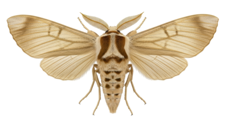 Isolated moth with detailed wing veins and brown spots, insect, taxonomy specimen, animal