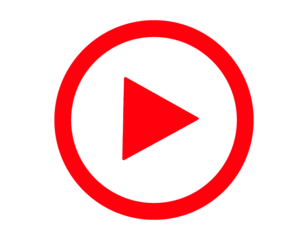 Roter Play Button isoliert – Freisteller auf weißem Hintergrund