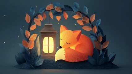 Peaceful fox under lantern - Powered by Adobe