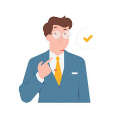Confident businessman pointing himself with high self esteem concept illustration