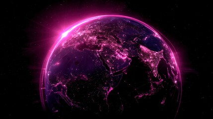 Earth planet pink glow