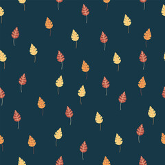 Cute repeat with colorful tiny leaves on dark