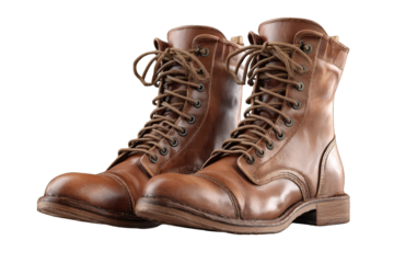 Pair of brown leather combat boots