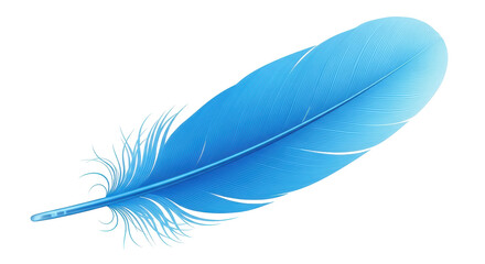 Isolated azure feather floating softly, symbol of lightness, grace and freedom concept © Percival