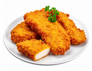 crispy golden chicken katsu served on plate