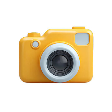 Bright yellow camera icon. 3D render