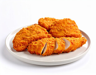 crispy golden chicken schnitzel served on plate