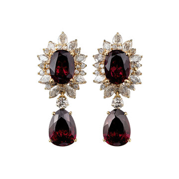 Elegant dangle earrings with red gemstones