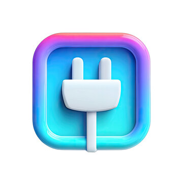 Square icon, power plug, vibrant colors
