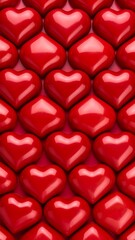 Red hearts in repeating pattern