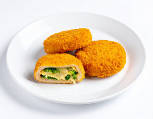 golden crispy  chicken nuggets with brocolli fillings