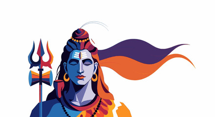 Lord shiva with trident color gradient 