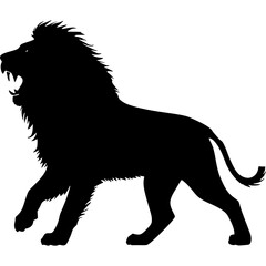 Lion roaring silhouette vector illustration african wildlife predator