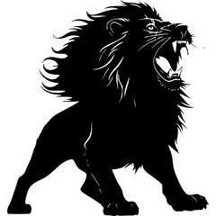 Roaring lion silhouette vector illustration african wildlife predator art