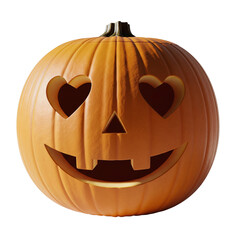 Simple carved pumpkin in love with heart eyes