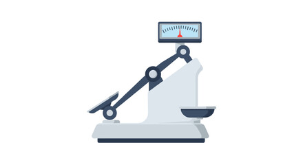 Vintage mechanical scale with dial and lever in modern flat design