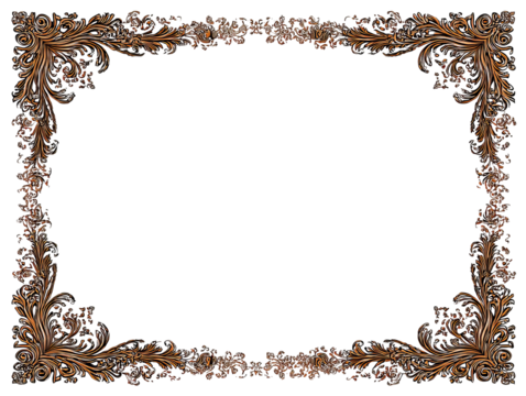 Ornate brown frame with decorative floral details