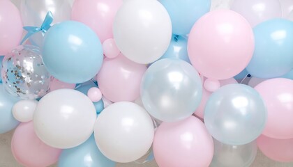Pastel Balloons and Ribbons Flatlay for Gentle Birthday Celebrations