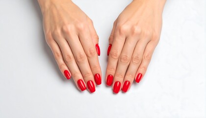 Red nails on white background