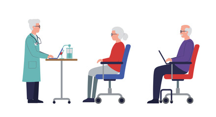 Elderly healthcare consultation and technology use scene