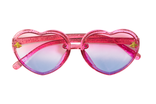 cutout of isolated pink love-shaped sunglasses isolated on white