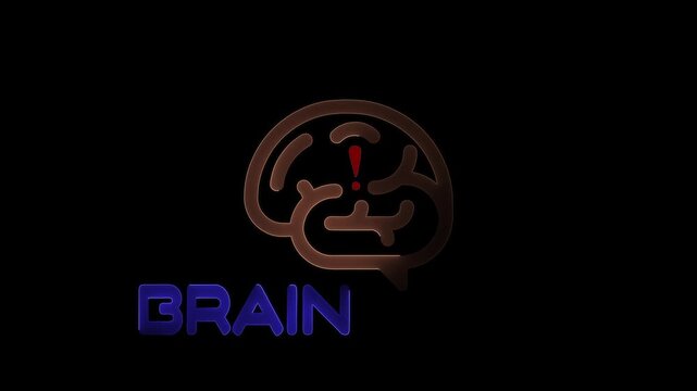 Low poly wireframe brain with connection dots glowing on black background. Continuous one single line drawing brain icon neon glow vector illustration ... 4K video. - Powered by Adobe