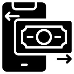Mobile Banking Icon in Glyph Style Suitable for Web, Apps, Presentation, or Printable Meanings