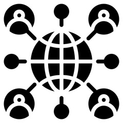 Global Reach Icon in Glyph Style Suitable for Web, Apps, Presentation, or Printable Meanings