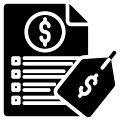 Pricelist Icon in Glyph Style Suitable for Web, Apps, Presentation, or Printable Meanings