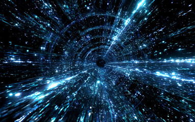 Fototapeta premium Vibrant Blue Light Streaks Creating a Futuristic Tunnel Effect