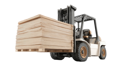 Forklift carrying wooden pallet