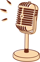 Vector illustration of a classic microphone isolated on white background. Symbol of music, singing, performance, and broadcasting. Perfect for concerts, podcasts, media, and creative design projects